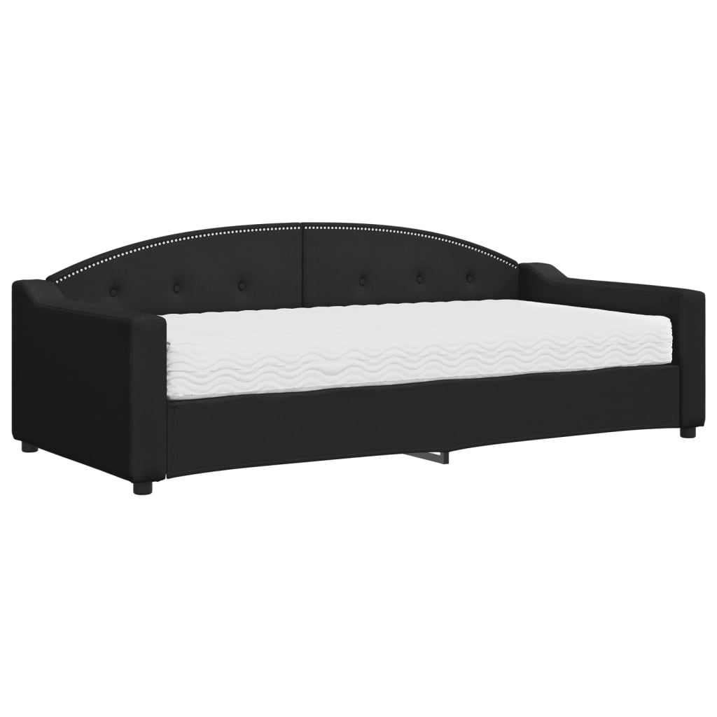 Slaapbank met matras 90x200 cm stof zwart is nu te koop bij PeponiXL, paradijselijk wonen!