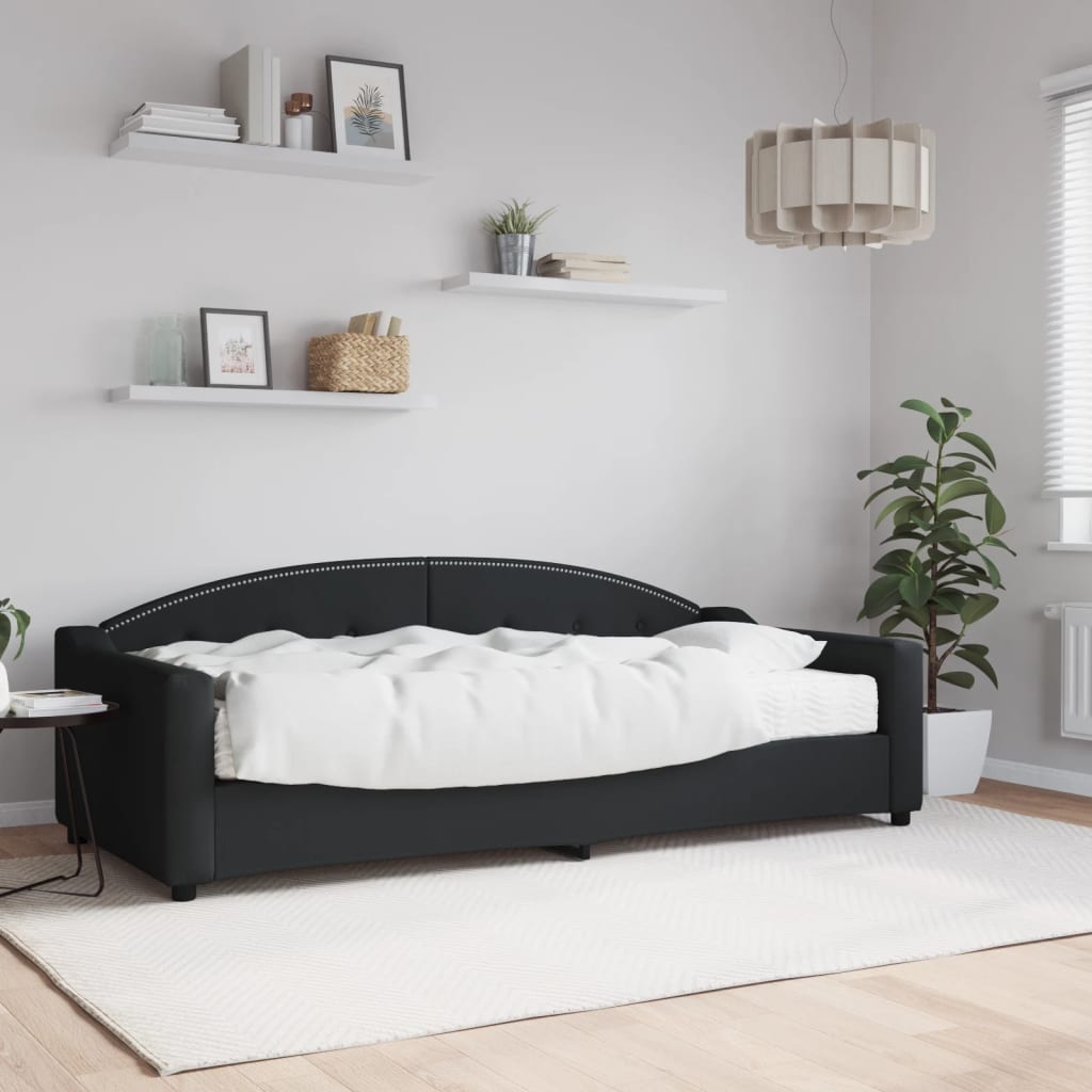 Slaapbank met matras 90x200 cm stof zwart is nu te koop bij PeponiXL, paradijselijk wonen!