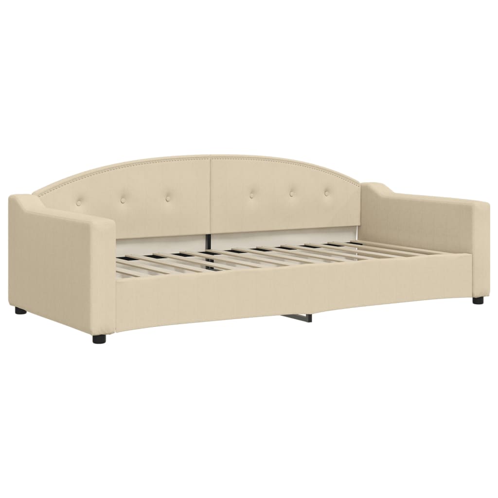 Slaapbank met matras 90x200 cm stof crèmekleurig is nu te koop bij PeponiXL, paradijselijk wonen!