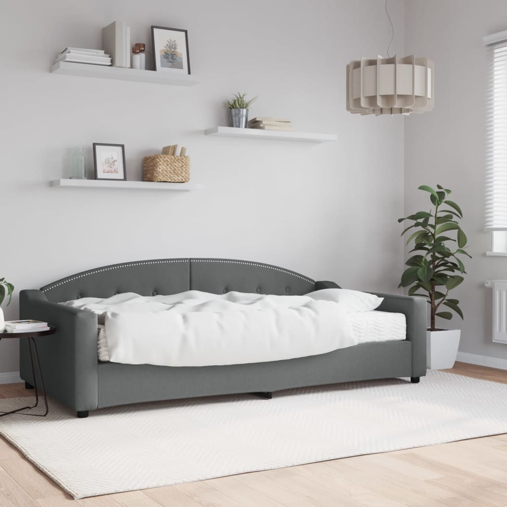 Slaapbank met matras 100x200 cm stof donkergrijs is nu te koop bij PeponiXL, paradijselijk wonen!