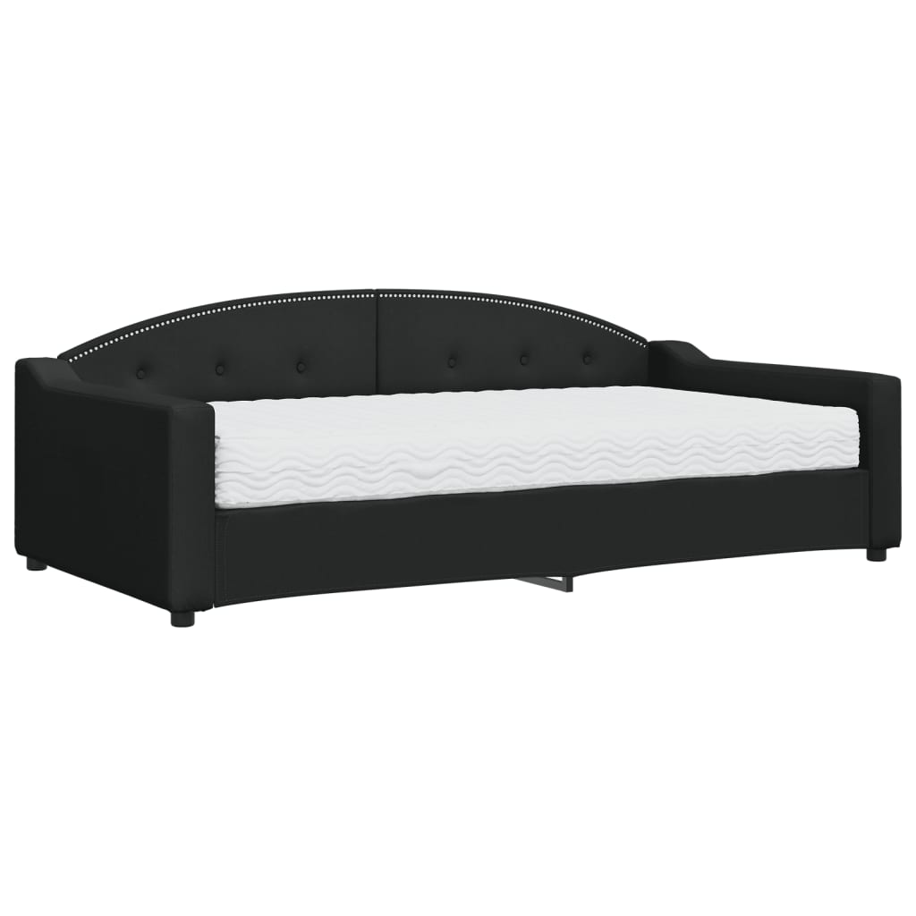 Slaapbank met matras 100x200 cm stof zwart is nu te koop bij PeponiXL, paradijselijk wonen!