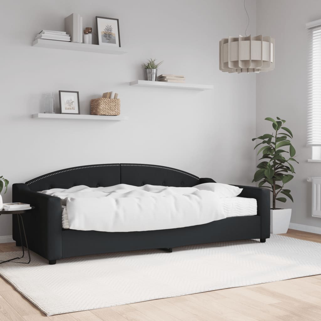 Slaapbank met matras 100x200 cm stof zwart is nu te koop bij PeponiXL, paradijselijk wonen!