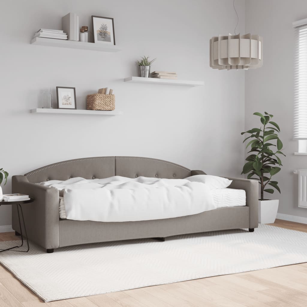 Slaapbank met matras 100x200 cm stof taupe is nu te koop bij PeponiXL, paradijselijk wonen!