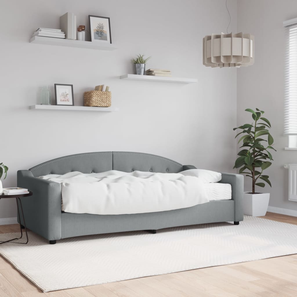 Slaapbank met matras 90x190 cm stof lichtgrijs is nu te koop bij PeponiXL, paradijselijk wonen!