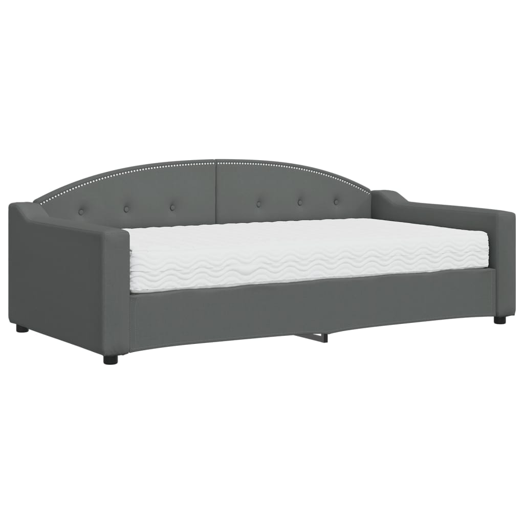 Slaapbank met matras 90x190 cm stof donkergrijs is nu te koop bij PeponiXL, paradijselijk wonen!