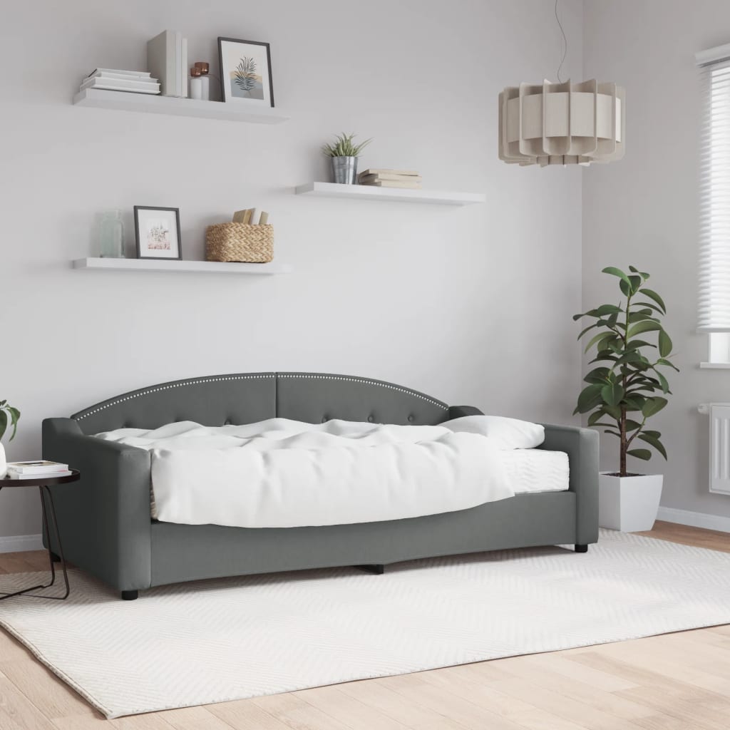 Slaapbank met matras 90x190 cm stof donkergrijs is nu te koop bij PeponiXL, paradijselijk wonen!