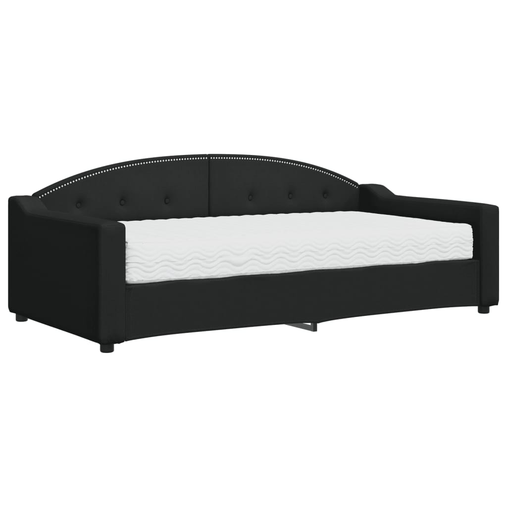 Slaapbank met matras 90x190 cm stof zwart is nu te koop bij PeponiXL, paradijselijk wonen!