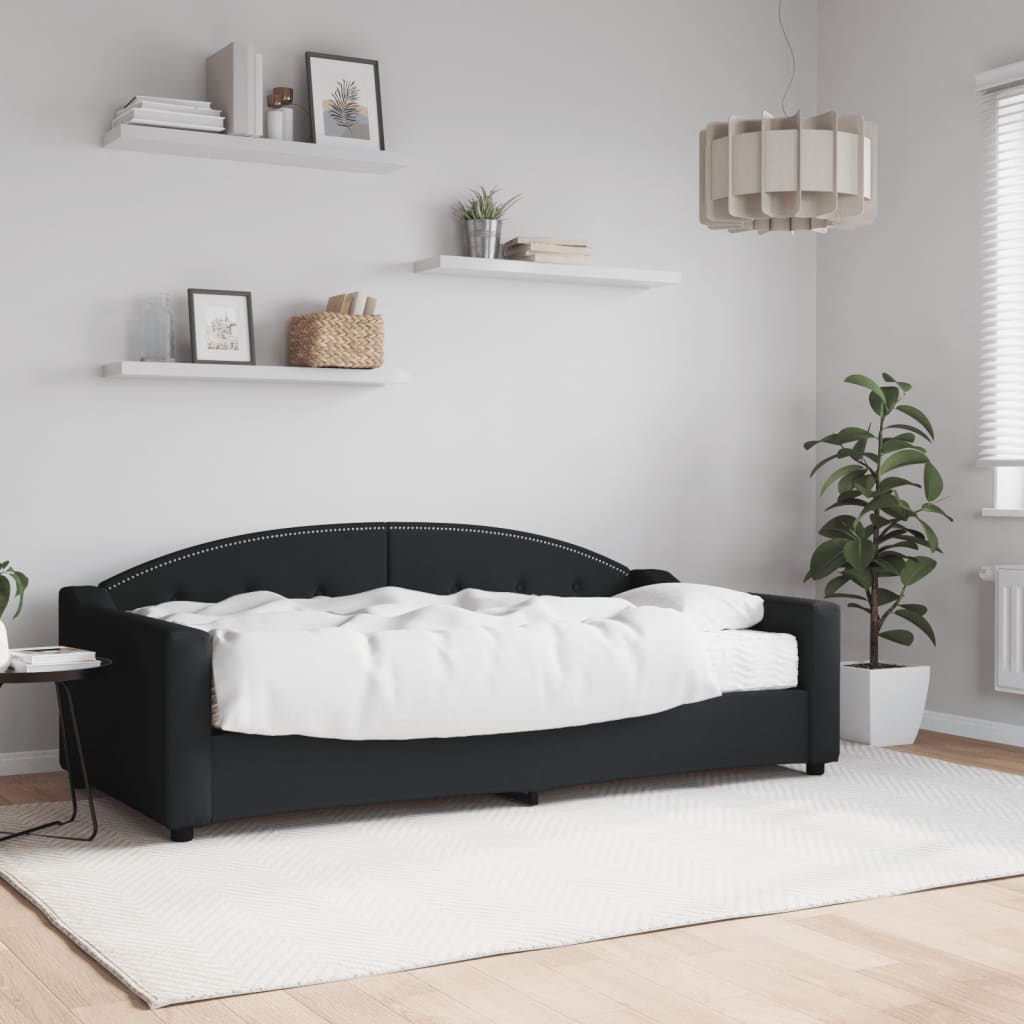 Slaapbank met matras 90x190 cm stof zwart is nu te koop bij PeponiXL, paradijselijk wonen!