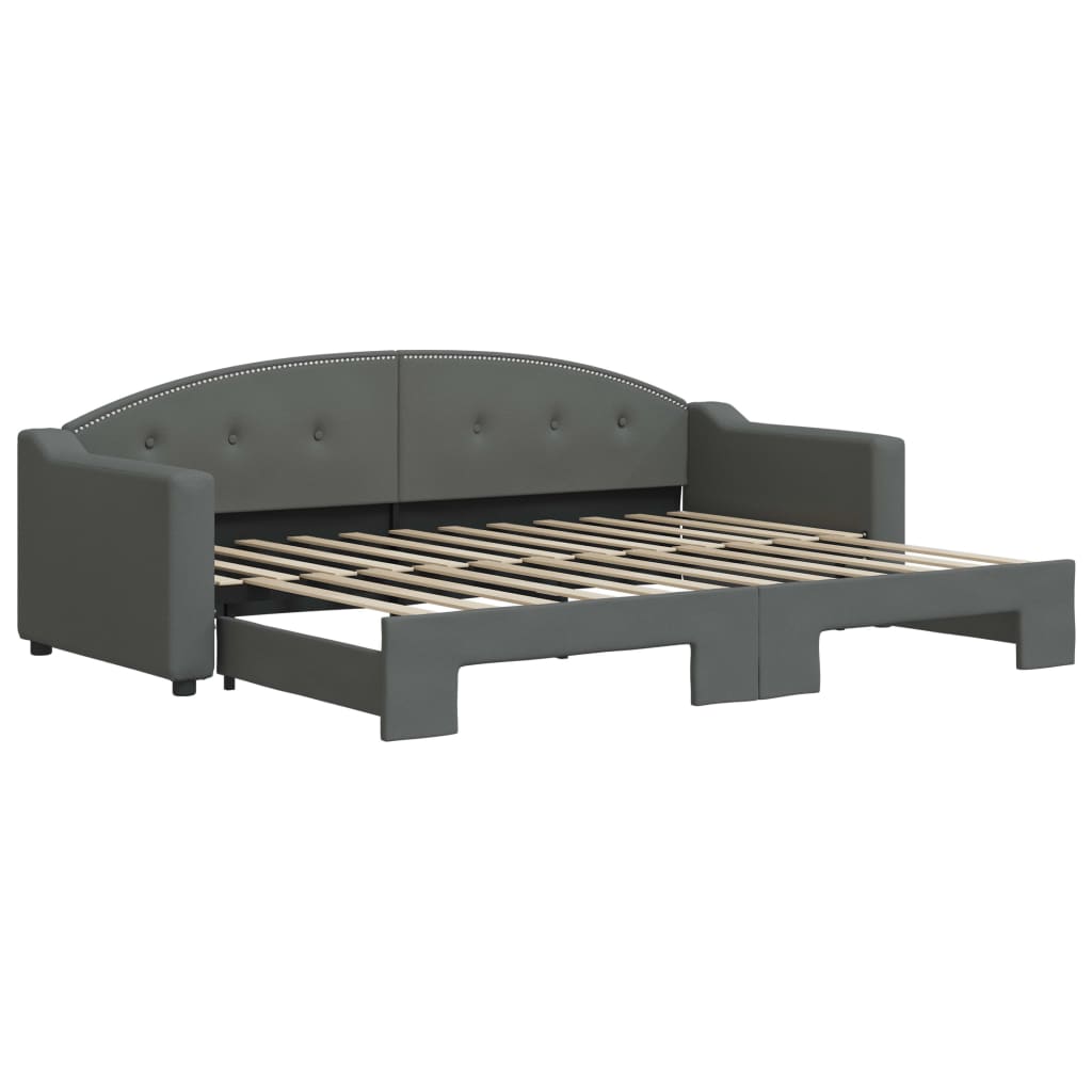Slaapbank met onderschuifbed 80x200 cm stof donkergrijs is nu te koop bij PeponiXL, paradijselijk wonen!