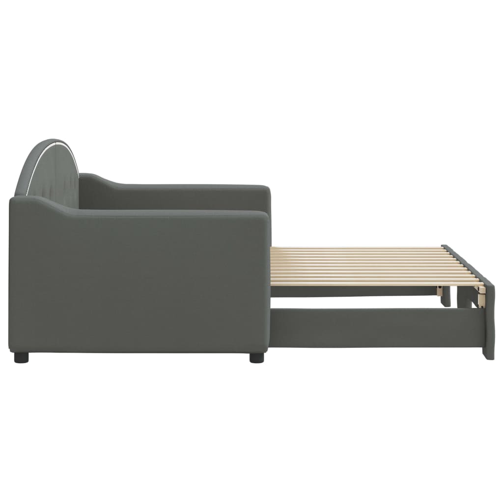 Slaapbank met onderschuifbed 80x200 cm stof donkergrijs is nu te koop bij PeponiXL, paradijselijk wonen!