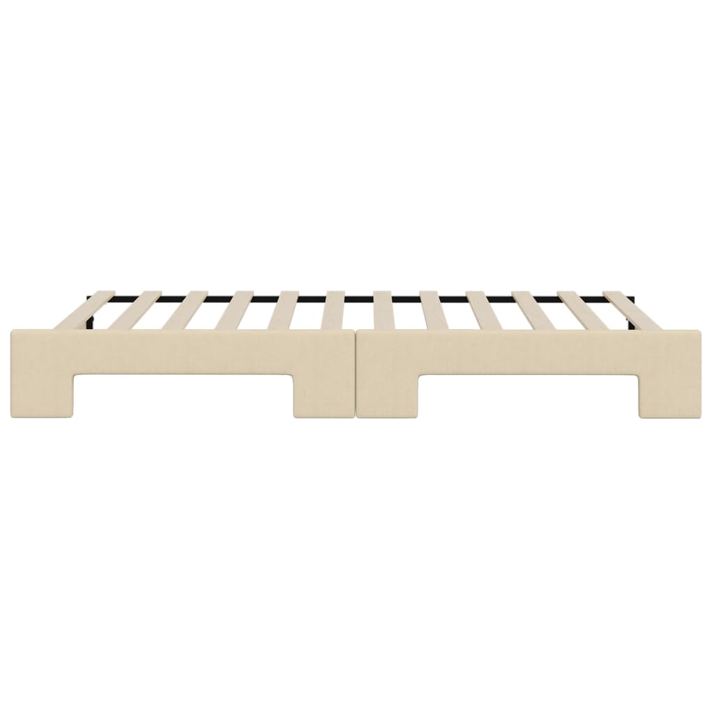 Slaapbank met onderschuifbed 80x200 cm stof crèmekleurig is nu te koop bij PeponiXL, paradijselijk wonen!