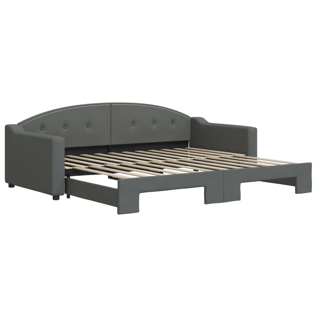 Slaapbank met onderschuifbed 90x200 cm stof donkergrijs is nu te koop bij PeponiXL, paradijselijk wonen!