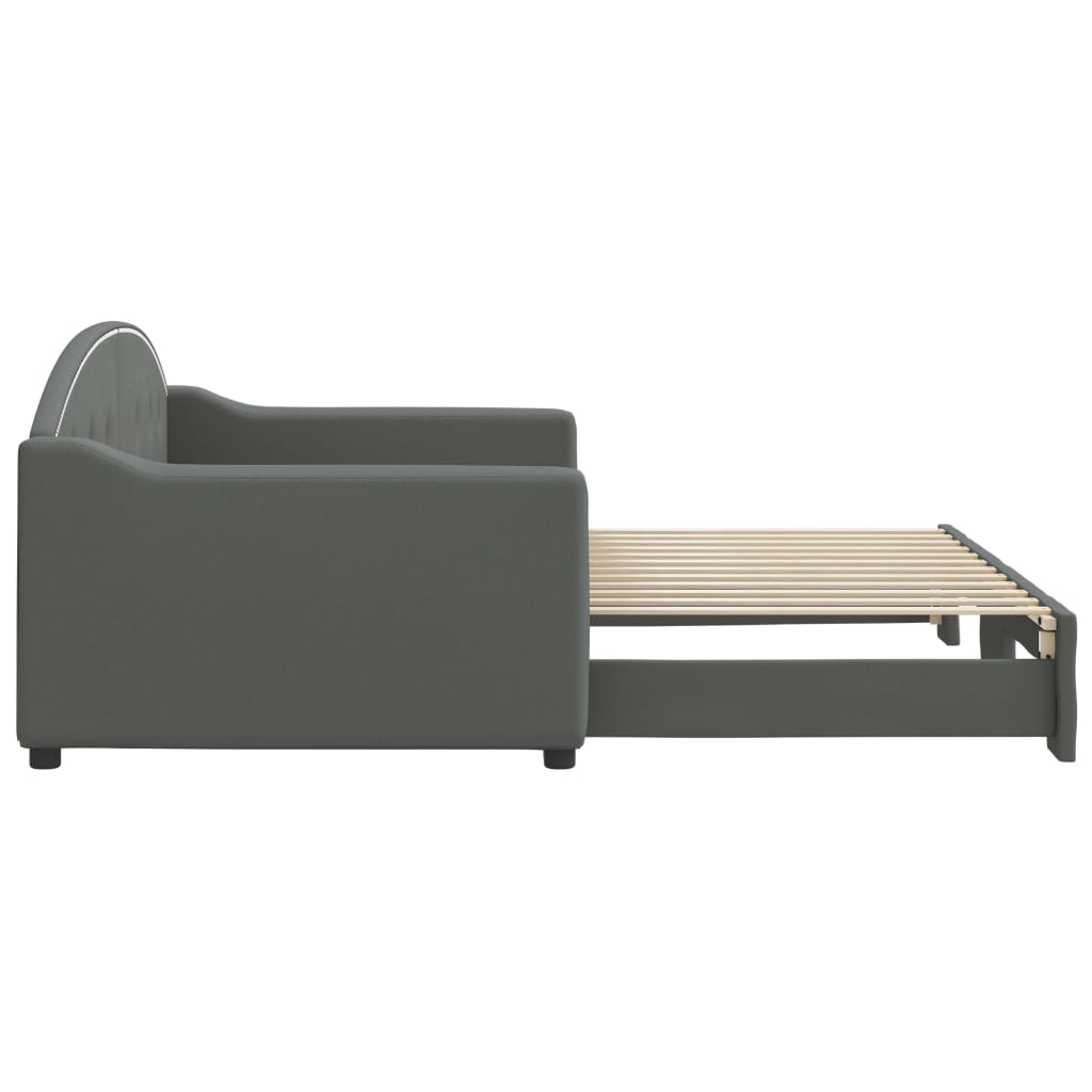 Slaapbank met onderschuifbed 90x200 cm stof donkergrijs is nu te koop bij PeponiXL, paradijselijk wonen!