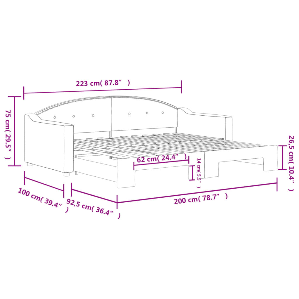 Slaapbank met onderschuifbed 90x200 cm stof donkergrijs is nu te koop bij PeponiXL, paradijselijk wonen!