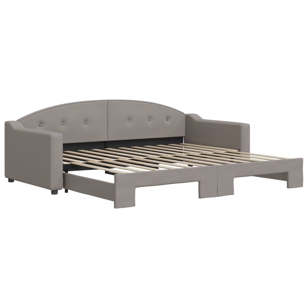 Slaapbank met onderschuifbed 90x200 cm stof taupe is nu te koop bij PeponiXL, paradijselijk wonen!