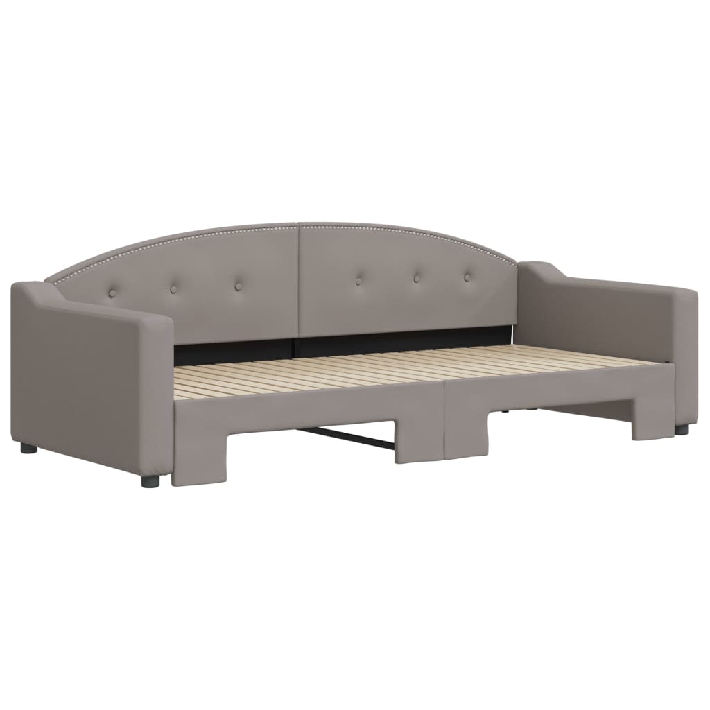 Slaapbank met onderschuifbed 90x200 cm stof taupe is nu te koop bij PeponiXL, paradijselijk wonen!