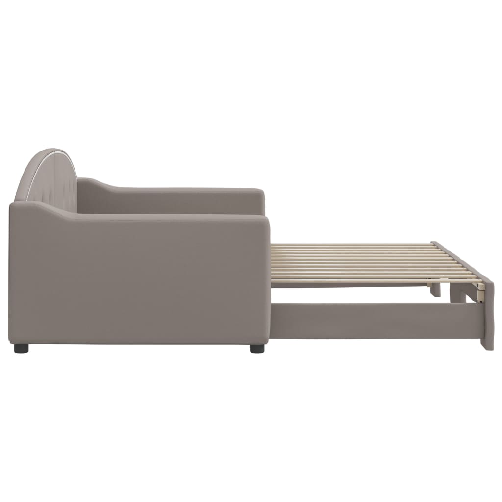 Slaapbank met onderschuifbed 90x200 cm stof taupe is nu te koop bij PeponiXL, paradijselijk wonen!