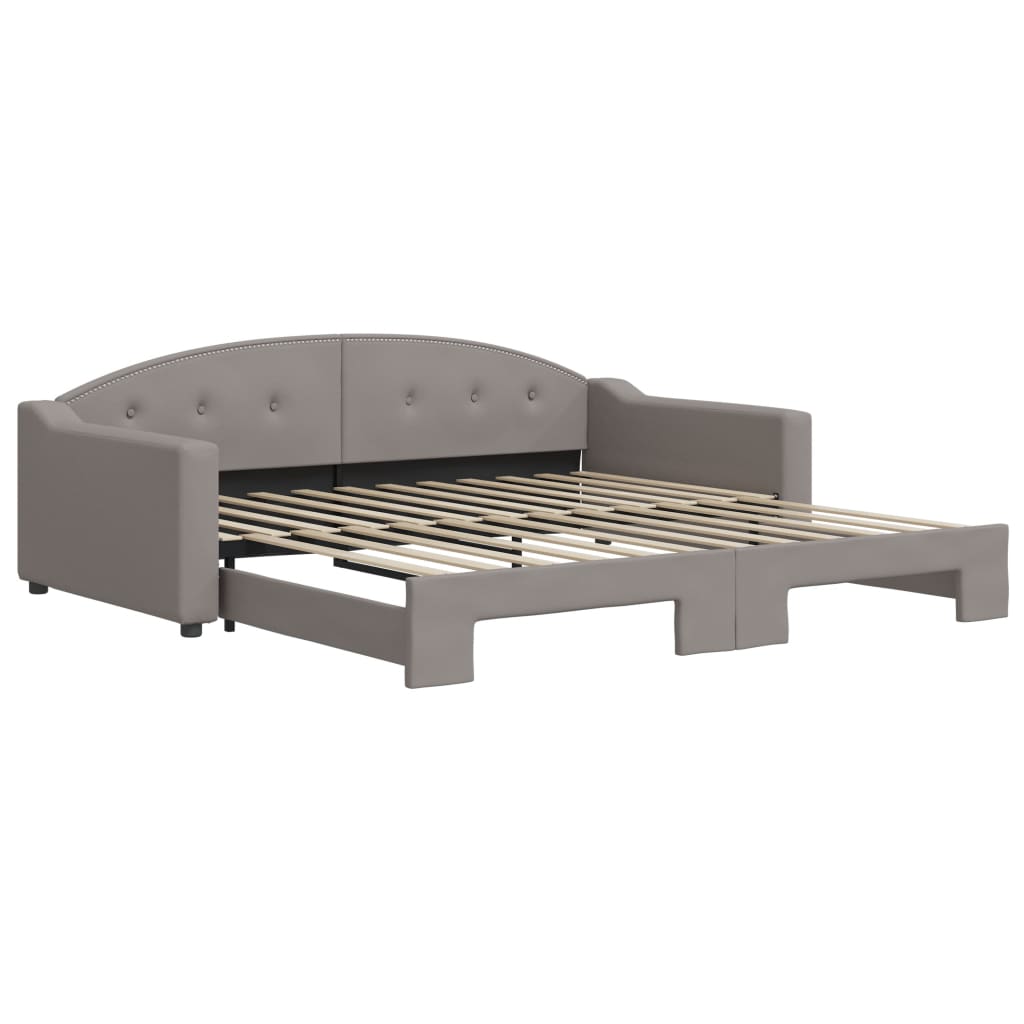 Slaapbank met onderschuifbed 100x200 cm stof taupe is nu te koop bij PeponiXL, paradijselijk wonen!