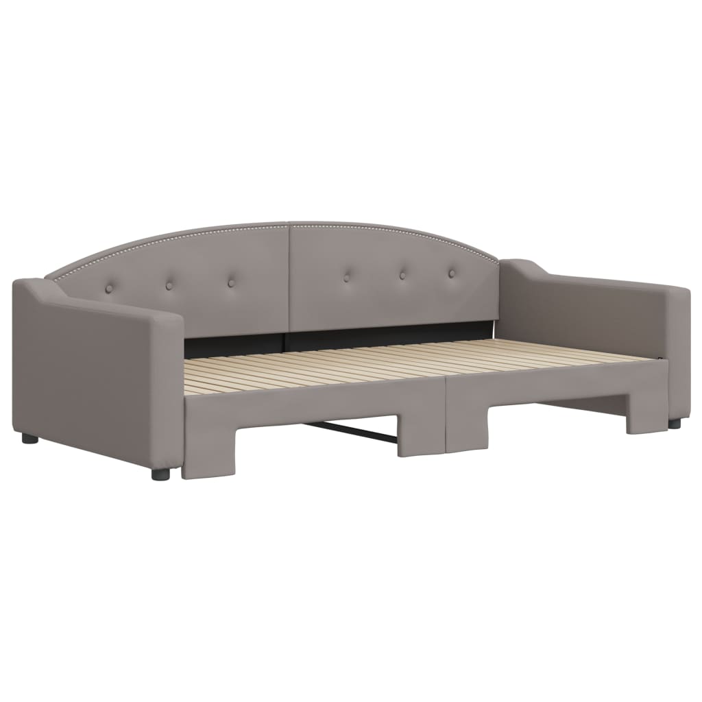 Slaapbank met onderschuifbed 100x200 cm stof taupe is nu te koop bij PeponiXL, paradijselijk wonen!