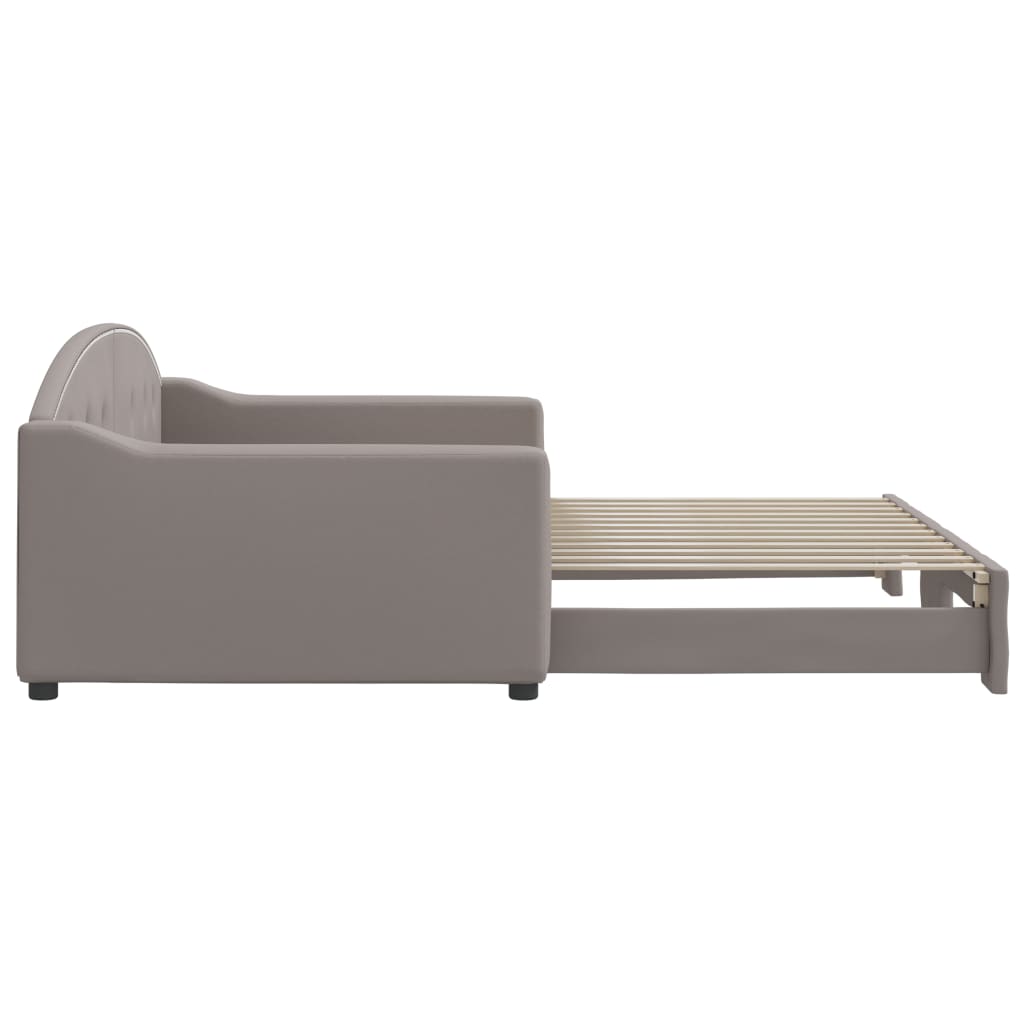 Slaapbank met onderschuifbed 100x200 cm stof taupe is nu te koop bij PeponiXL, paradijselijk wonen!