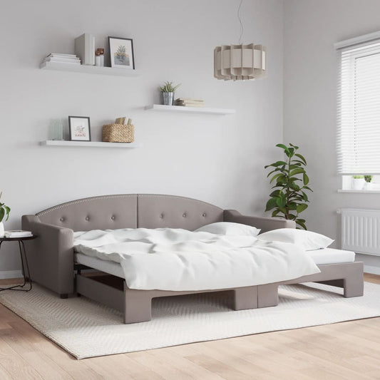 Slaapbank met onderschuifbed 100x200 cm stof taupe is nu te koop bij PeponiXL, paradijselijk wonen!