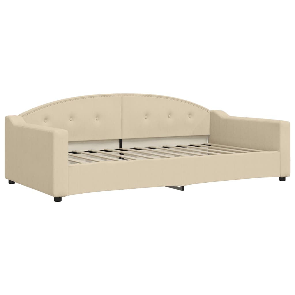Slaapbank met onderschuifbed 100x200 cm stof crèmekleurig is nu te koop bij PeponiXL, paradijselijk wonen!