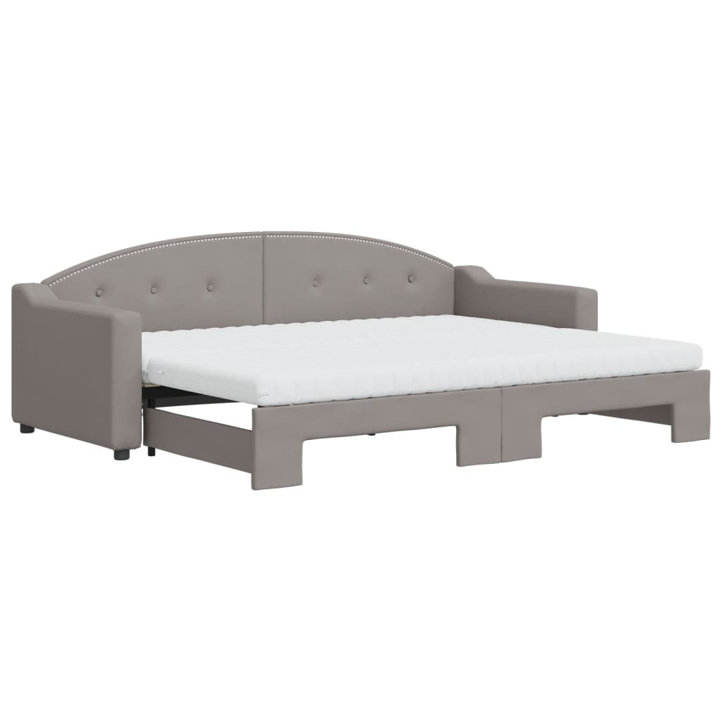 Slaapbank met onderschuifbed en matrassen 80x200 cm stof taupe is nu te koop bij PeponiXL, paradijselijk wonen!