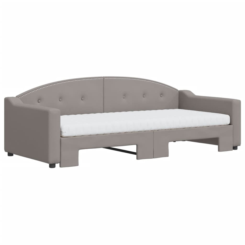 Slaapbank met onderschuifbed en matrassen 90x200 cm stof taupe is nu te koop bij PeponiXL, paradijselijk wonen!
