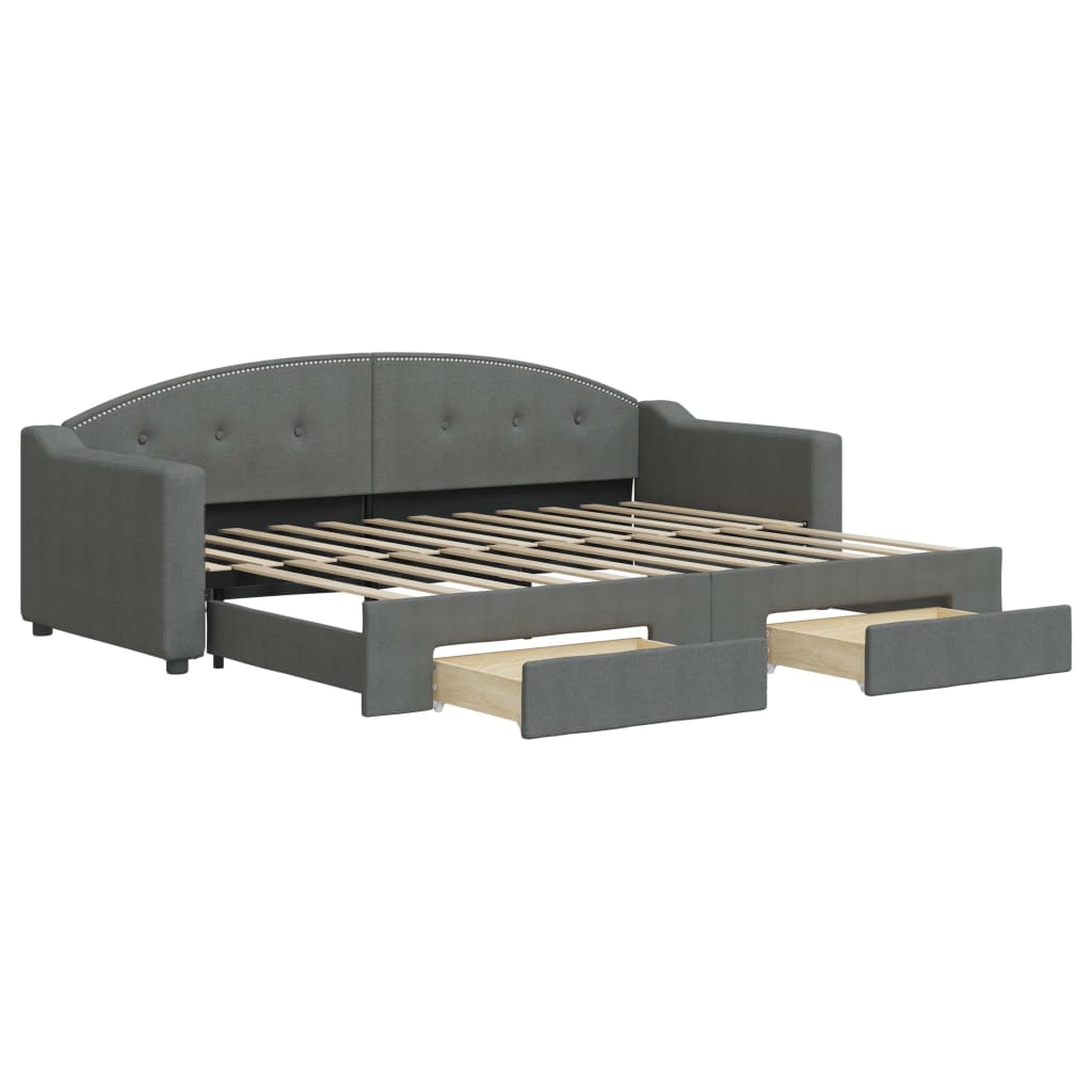 Slaapbank onderschuifbed en lades 80x200 cm stof donkergrijs is nu te koop bij PeponiXL, paradijselijk wonen!