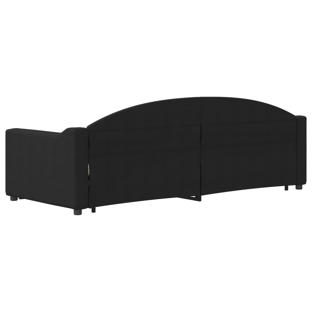 Slaapbank met onderschuifbed en lades 80x200 cm stof zwart is nu te koop bij PeponiXL, paradijselijk wonen!