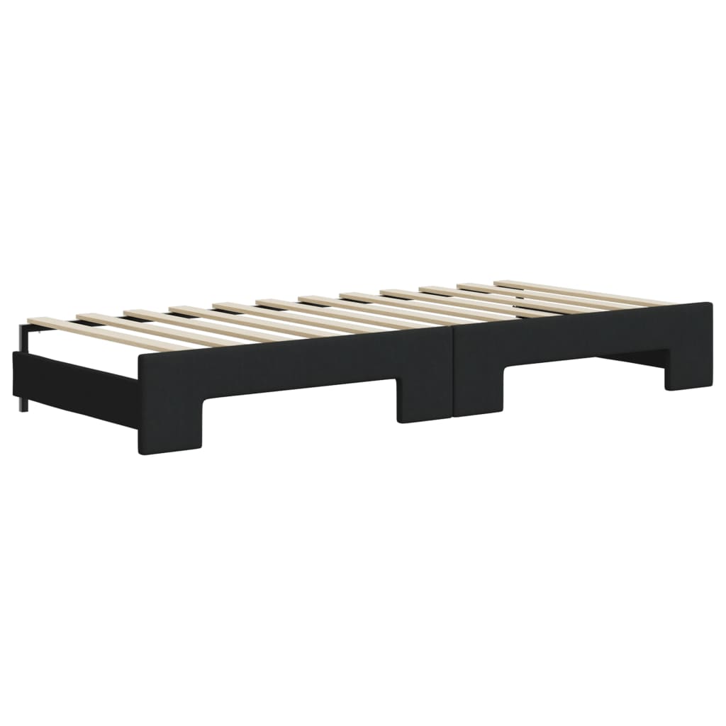 Slaapbank met onderschuifbed en lades 80x200 cm stof zwart is nu te koop bij PeponiXL, paradijselijk wonen!