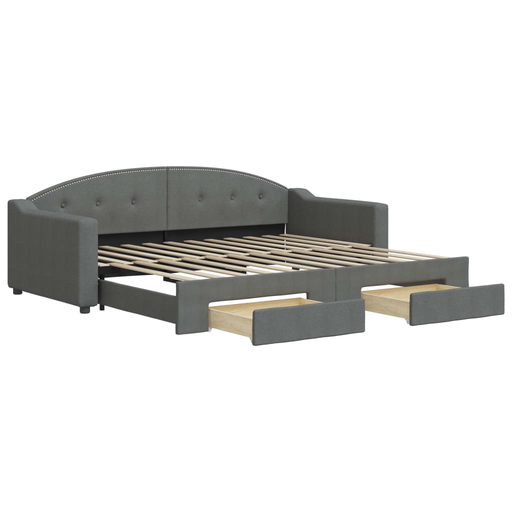 Slaapbank onderschuifbed en lades 90x200 cm stof donkergrijs is nu te koop bij PeponiXL, paradijselijk wonen!