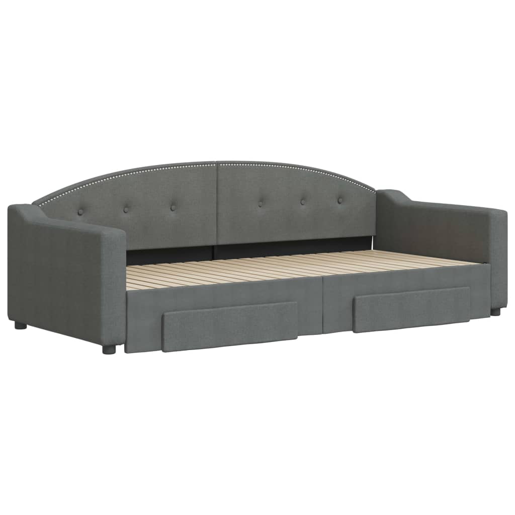 Slaapbank onderschuifbed en lades 90x200 cm stof donkergrijs is nu te koop bij PeponiXL, paradijselijk wonen!