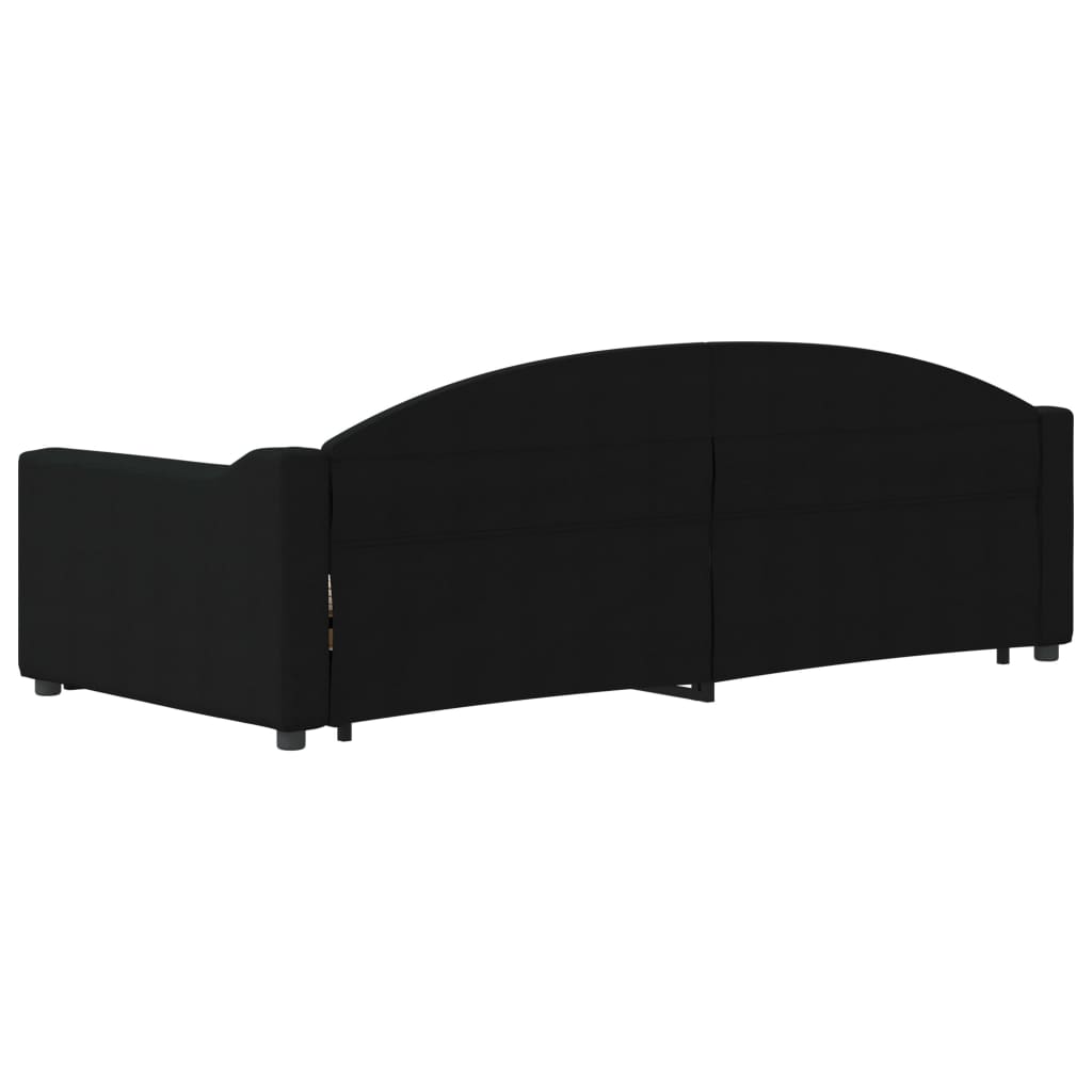 Slaapbank met onderschuifbed en lades 90x200 cm stof zwart is nu te koop bij PeponiXL, paradijselijk wonen!