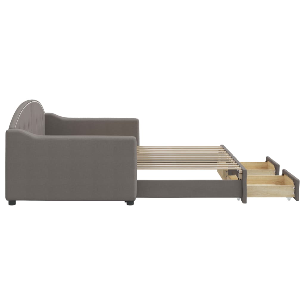 Slaapbank met onderschuifbed en lades 90x200 cm stof taupe is nu te koop bij PeponiXL, paradijselijk wonen!