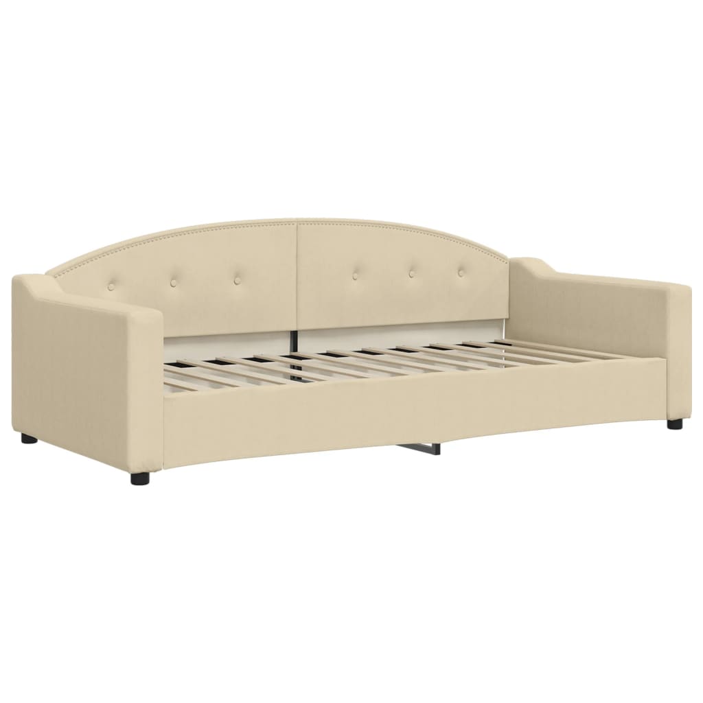 Slaapbank met onderschuifbed en lades 90x200 cm stof crèmekleur is nu te koop bij PeponiXL, paradijselijk wonen!
