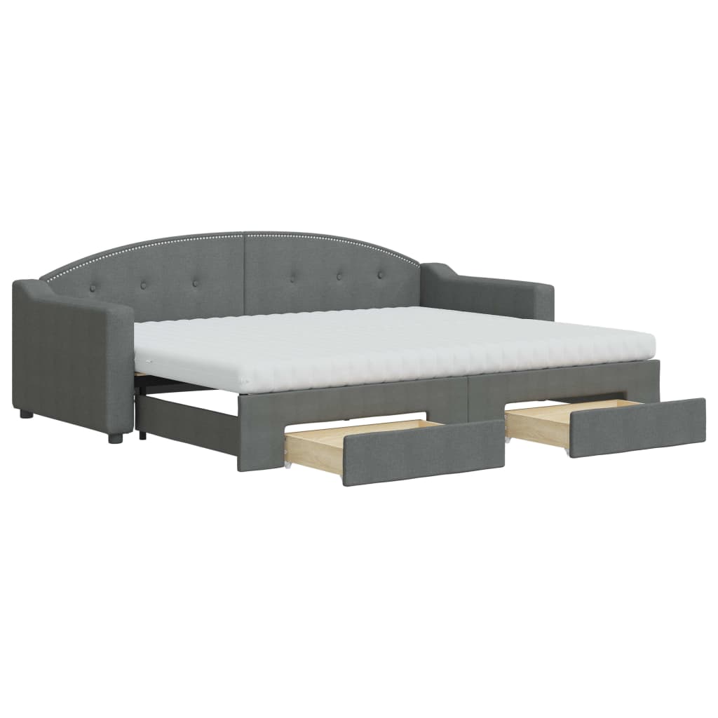 Slaapbank onderschuifbed en lades 80x200 cm stof donkergrijs is nu te koop bij PeponiXL, paradijselijk wonen!