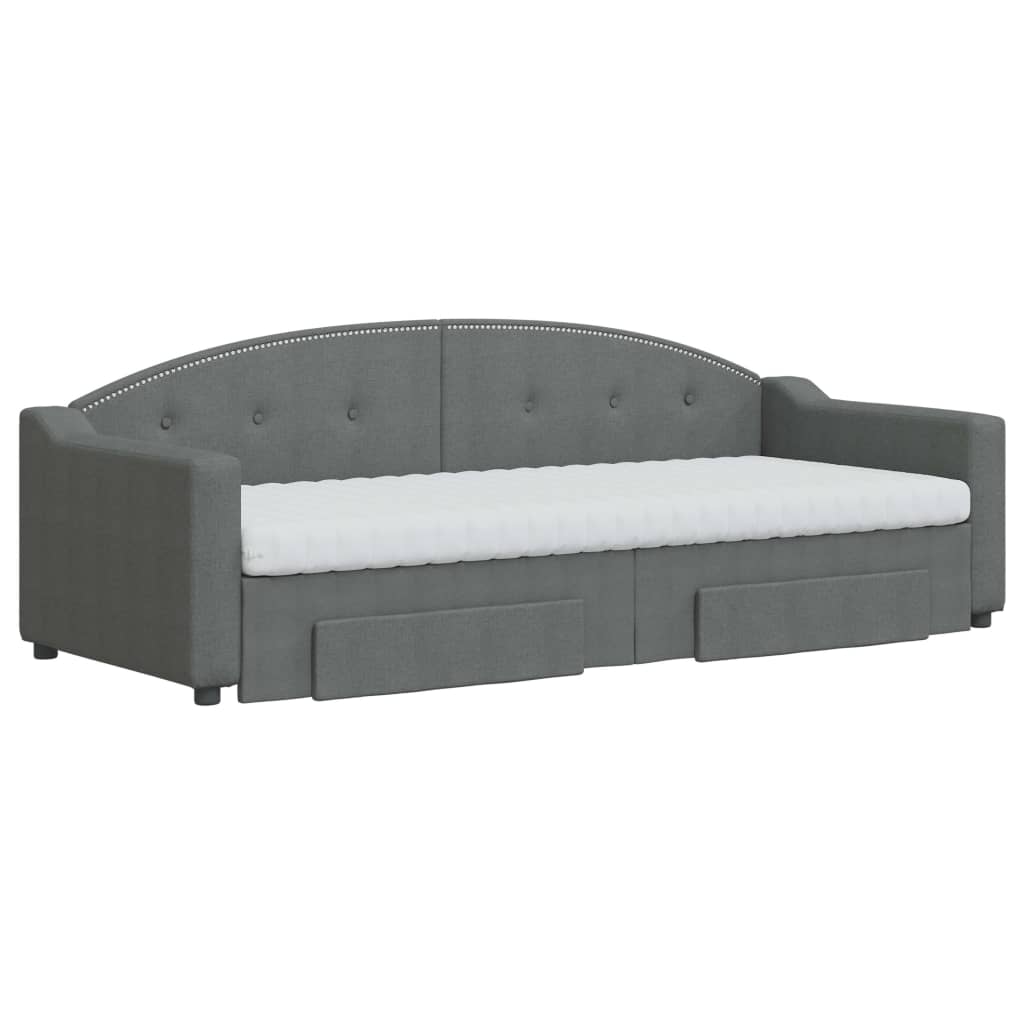 Slaapbank onderschuifbed en lades 80x200 cm stof donkergrijs is nu te koop bij PeponiXL, paradijselijk wonen!