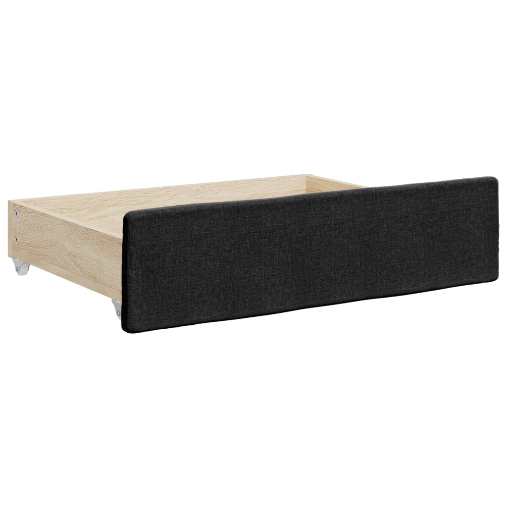Slaapbank met onderschuifbed en lades 100x200 cm stof zwart is nu te koop bij PeponiXL, paradijselijk wonen!
