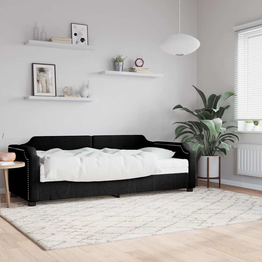 Slaapbank met matras 80x200 cm stof zwart is nu te koop bij PeponiXL, paradijselijk wonen!