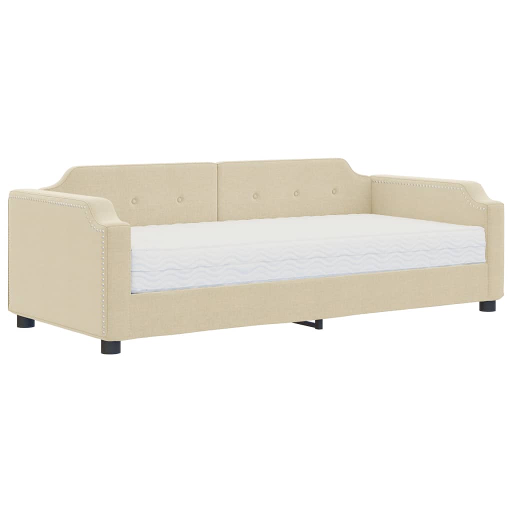 Slaapbank met matras 80x200 cm stof crèmekleurig is nu te koop bij PeponiXL, paradijselijk wonen!