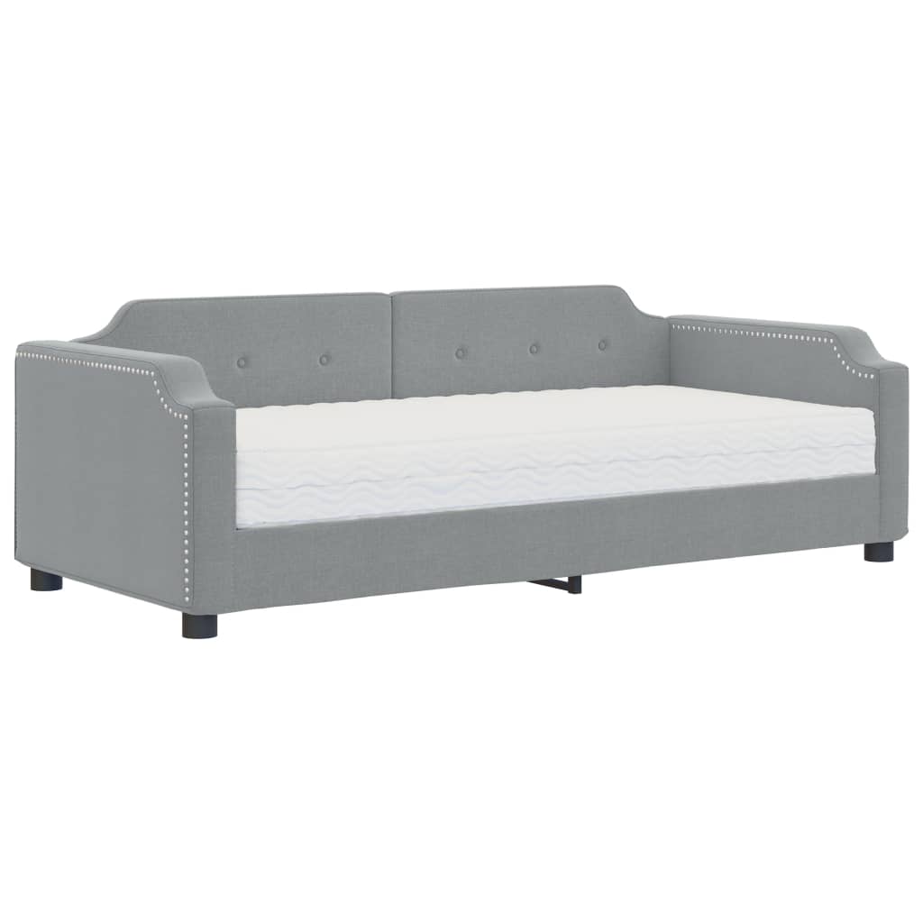 Slaapbank met matras 90x200 cm stof lichtgrijs is nu te koop bij PeponiXL, paradijselijk wonen!
