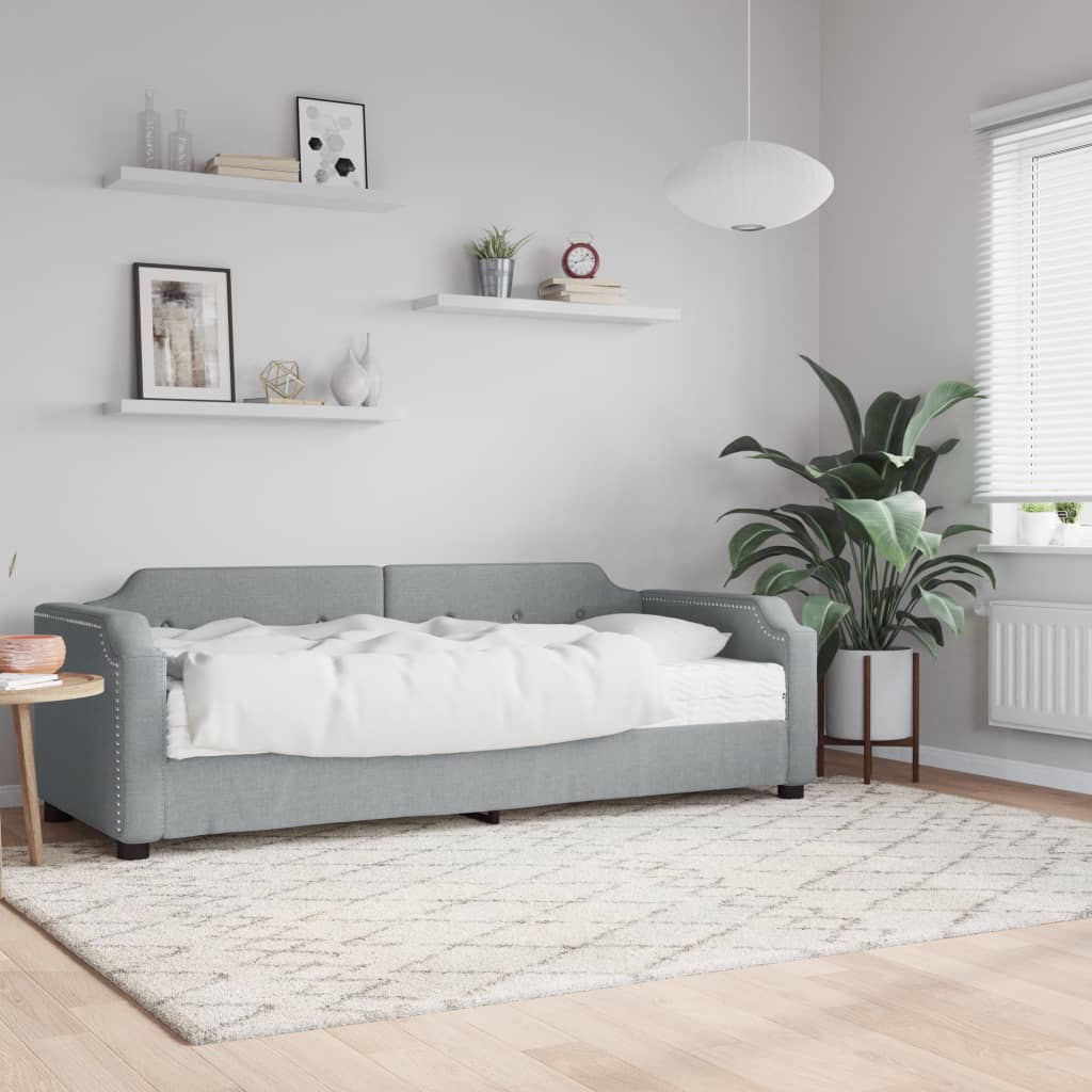 Slaapbank met matras 90x200 cm stof lichtgrijs is nu te koop bij PeponiXL, paradijselijk wonen!