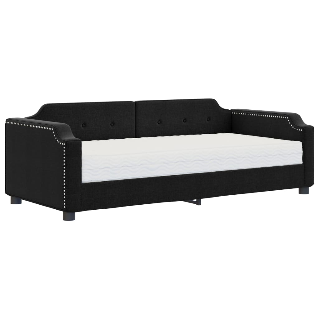 Slaapbank met matras 90x200 cm stof zwart is nu te koop bij PeponiXL, paradijselijk wonen!