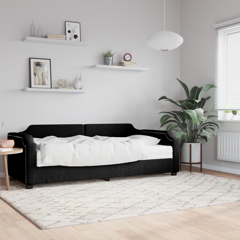 Slaapbank met matras 90x200 cm stof zwart is nu te koop bij PeponiXL, paradijselijk wonen!