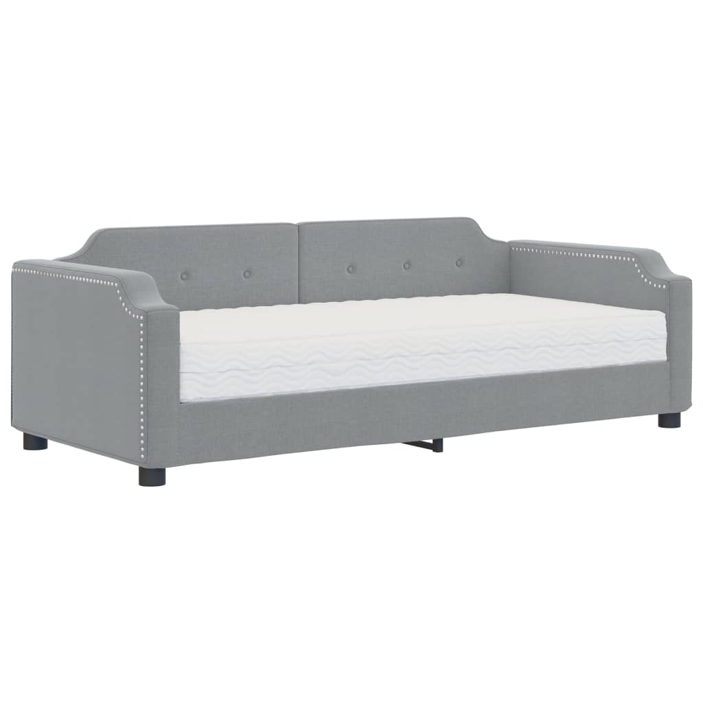 Slaapbank met matras 100x200 cm stof lichtgrijs is nu te koop bij PeponiXL, paradijselijk wonen!