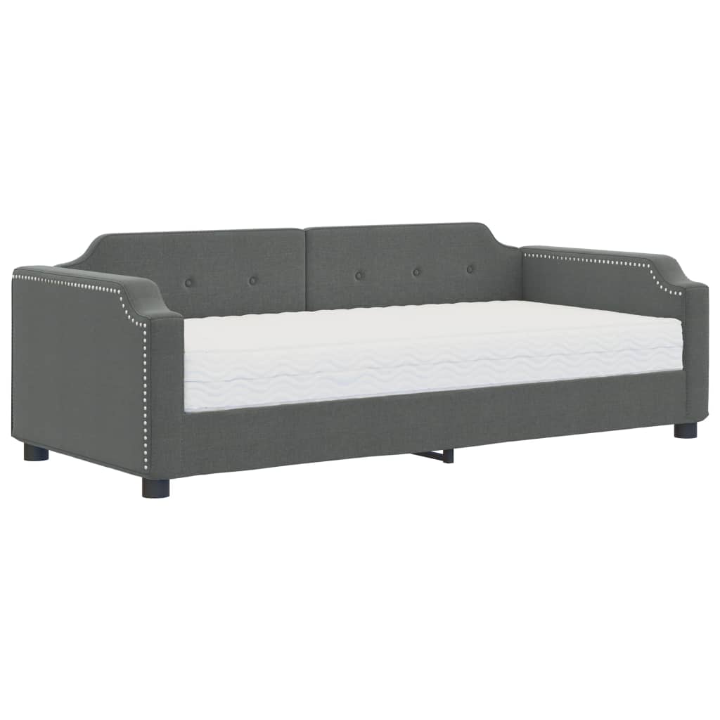 Slaapbank met matras 100x200 cm stof donkergrijs is nu te koop bij PeponiXL, paradijselijk wonen!