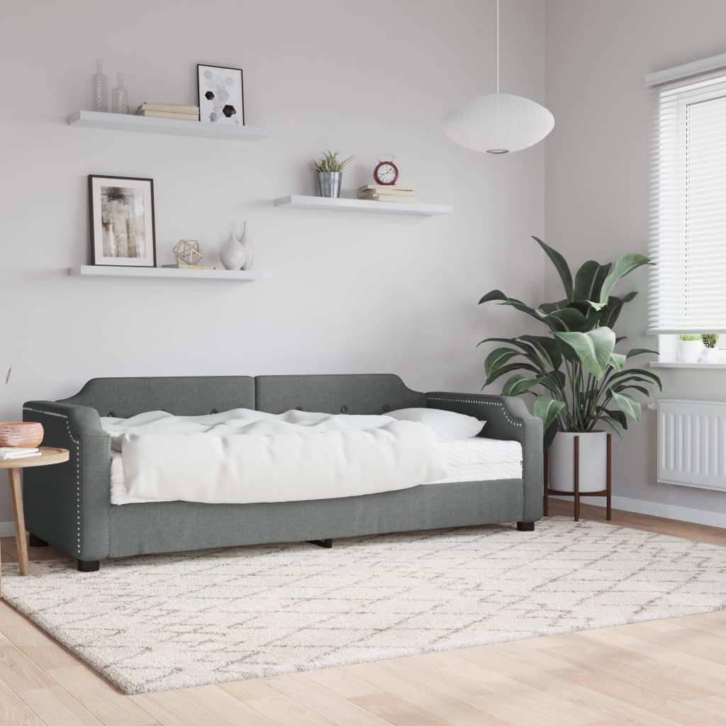 Slaapbank met matras 100x200 cm stof donkergrijs is nu te koop bij PeponiXL, paradijselijk wonen!