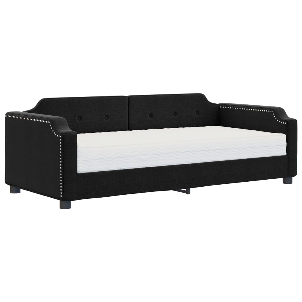 Slaapbank met matras 100x200 cm stof zwart is nu te koop bij PeponiXL, paradijselijk wonen!