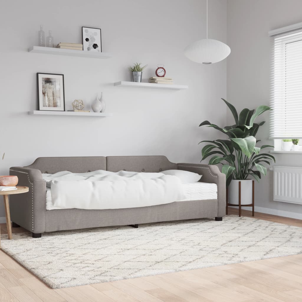 Slaapbank met matras 100x200 cm stof taupe is nu te koop bij PeponiXL, paradijselijk wonen!